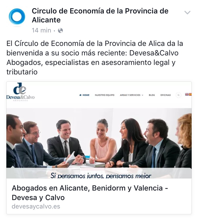 Círculo de Economía de la Provincia de Alicante recibe a Devesa & Calvo Abogados